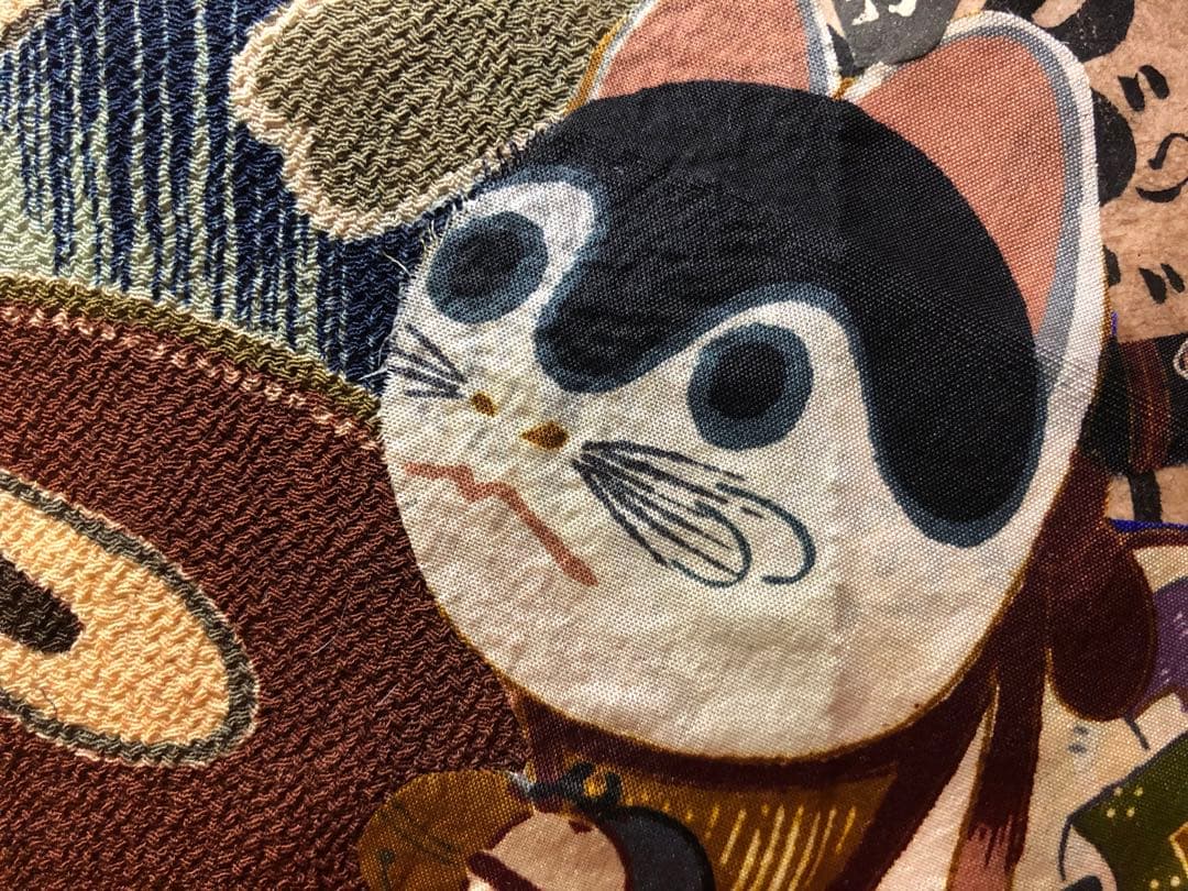 一閑張り　一閑張りバック　 正絹大正縮緬　犬張子　狛犬