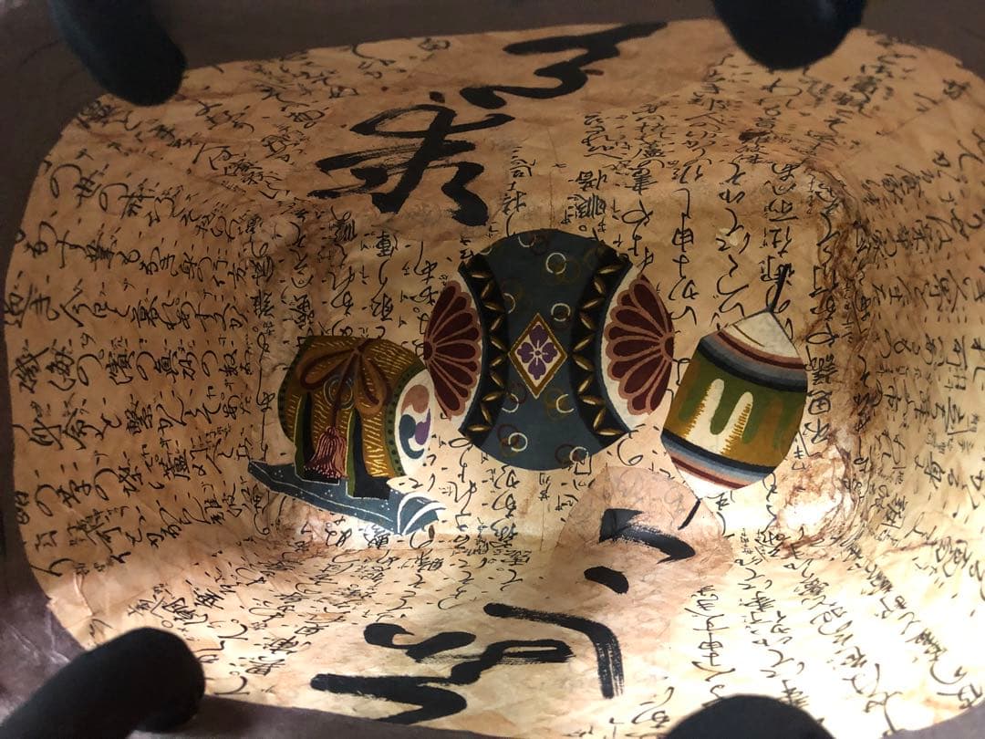 一閑張り　一閑張りバック　 正絹大正縮緬　犬張子　狛犬