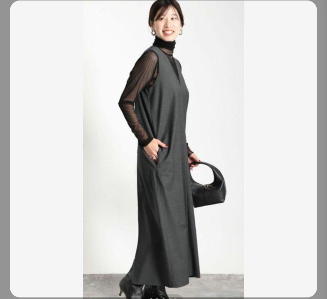 美品 ヴェルメイユパーイエナ ロングVネック ワンピース ※着丈お直し