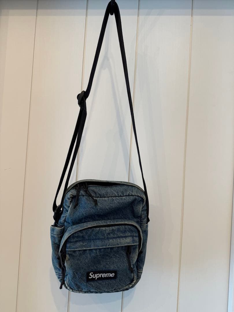 supreme デニム　ショルダー　バッグ　シュプリーム　インディゴブルー