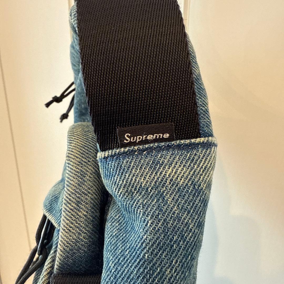 supreme デニム　ショルダー　バッグ　シュプリーム　インディゴブルー