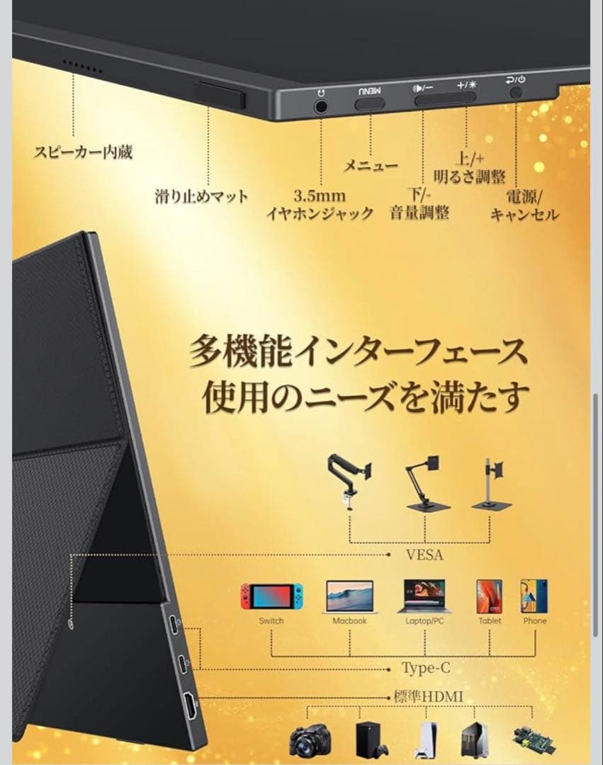 新品　モバイルモニター モバイルディスプレイゲーム cocopar15.6インチ