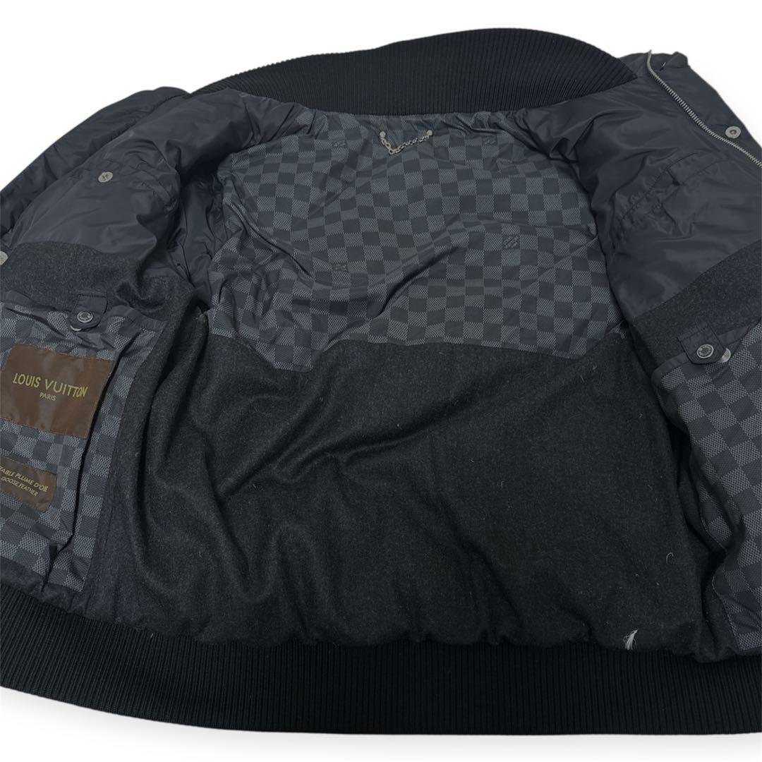 LOUIS VUITTON ブラックデタッチャブル レザー切替ダウンジャケット