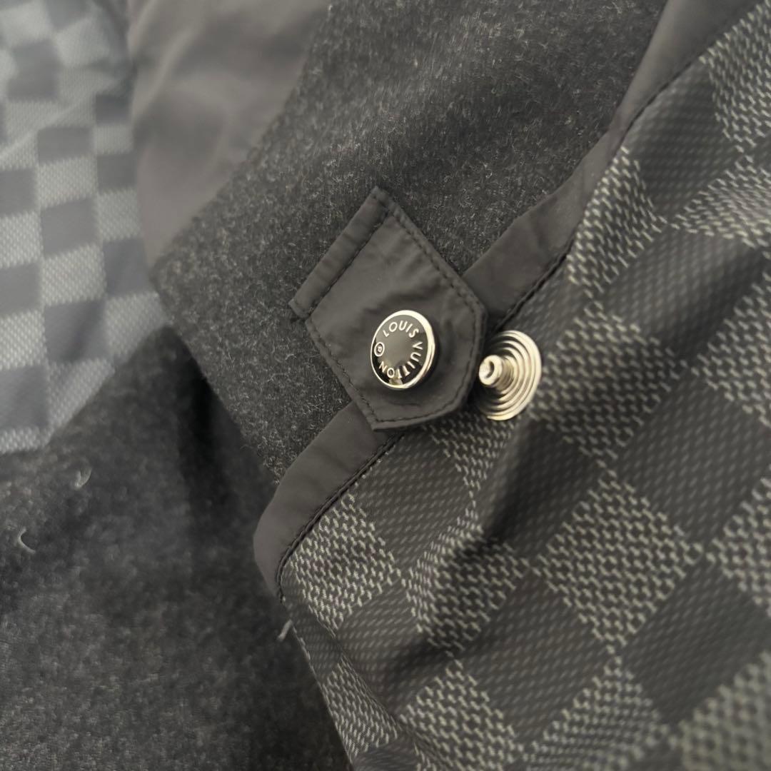 LOUIS VUITTON ブラックデタッチャブル レザー切替ダウンジャケット