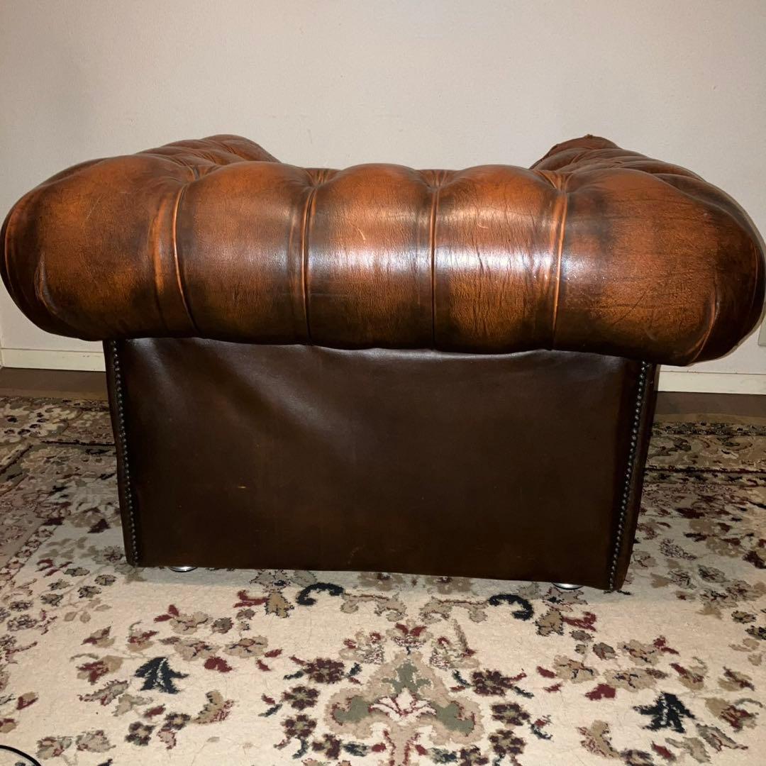 チェスターフィールド本革ソファ1人掛け英国調アンティーク