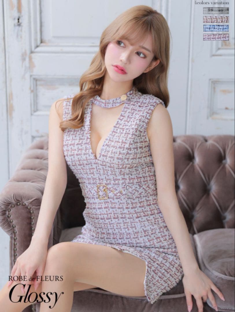 ROBE de FLEURS Glossy ツイードミニドレス