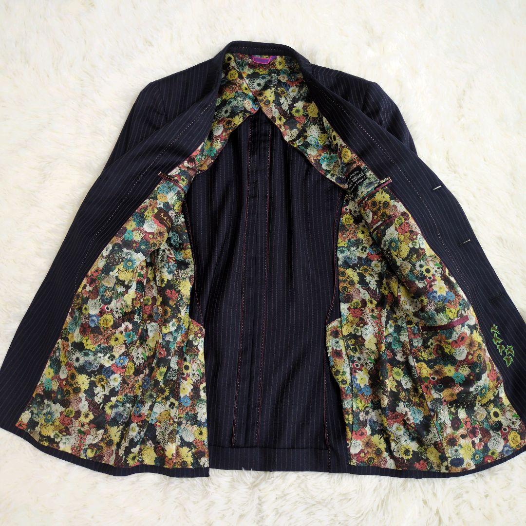 ポールスミス　コレクション　ジャケット　花柄　英国　ストライプ　ネイビー