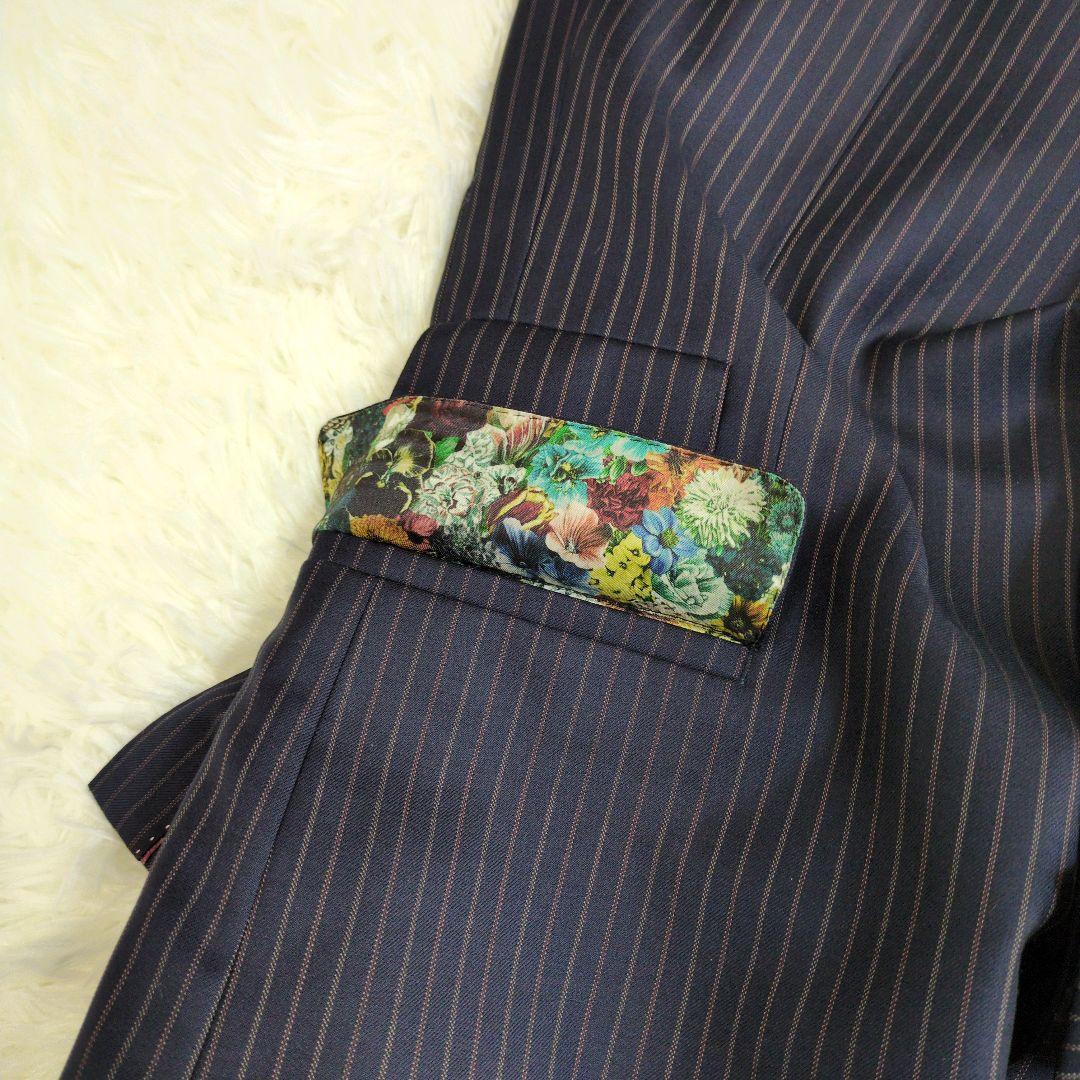ポールスミス　コレクション　ジャケット　花柄　英国　ストライプ　ネイビー