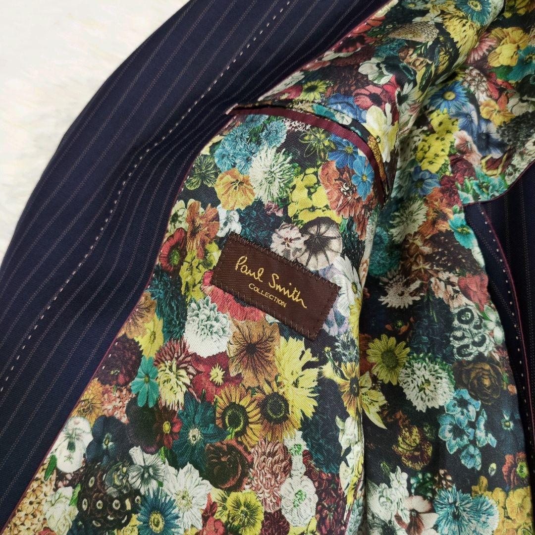 ポールスミス　コレクション　ジャケット　花柄　英国　ストライプ　ネイビー