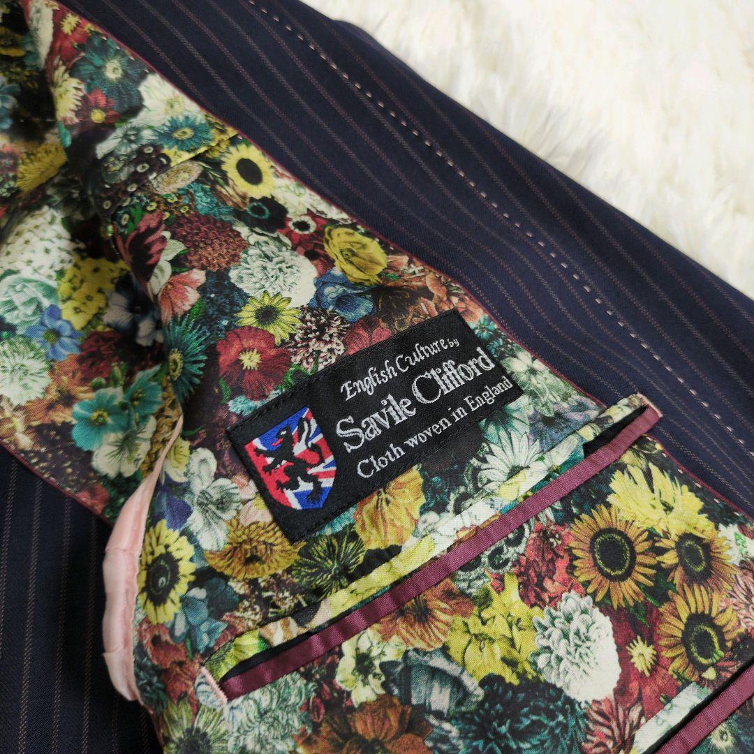 ポールスミス　コレクション　ジャケット　花柄　英国　ストライプ　ネイビー