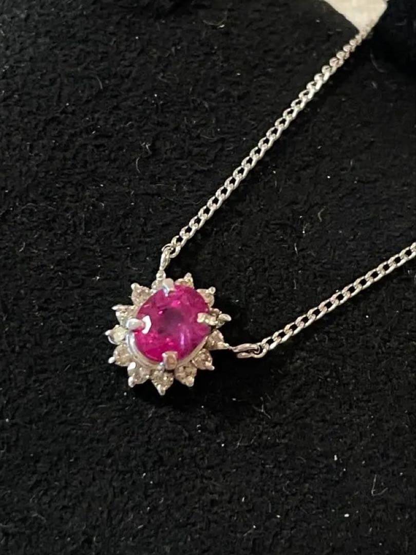 ポ*助様 ルビー ダイヤモンド ネックレス Pt850