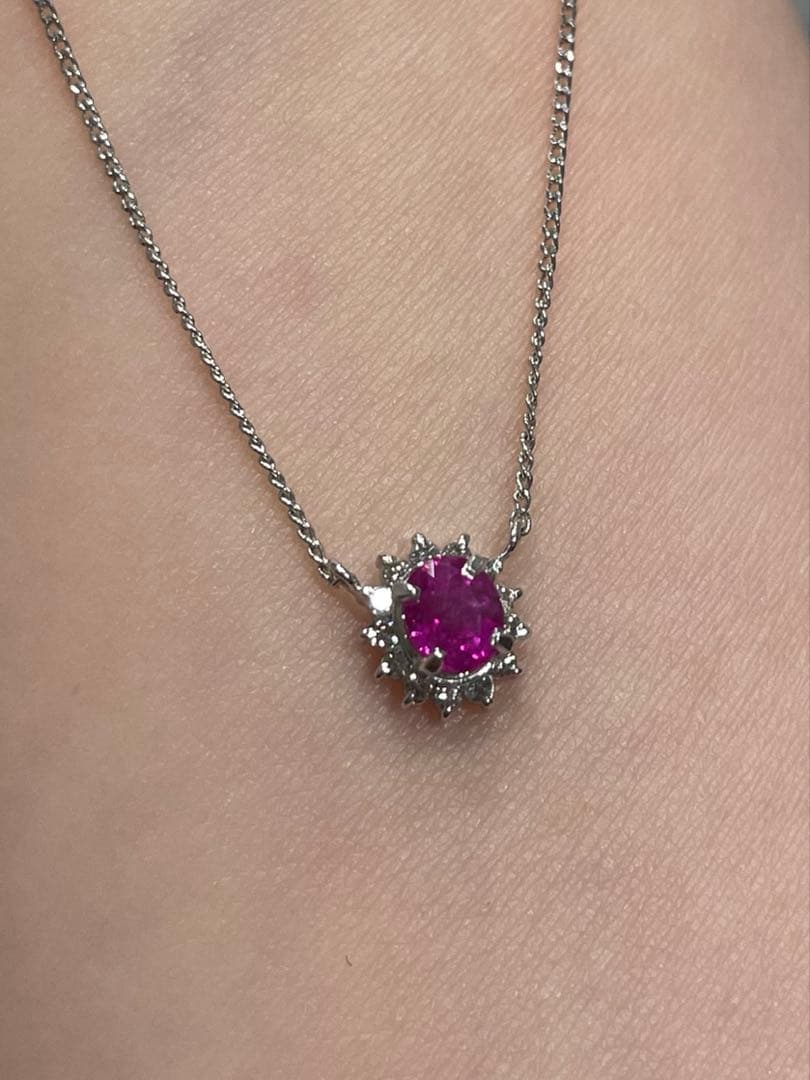 ポ*助様 ルビー ダイヤモンド ネックレス Pt850