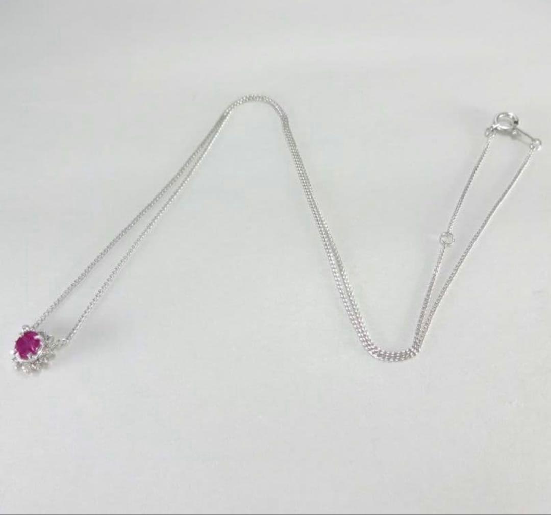 ポ*助様 ルビー ダイヤモンド ネックレス Pt850