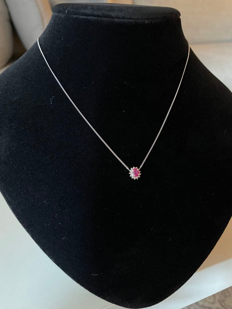 ポ*助様 ルビー ダイヤモンド ネックレス Pt850