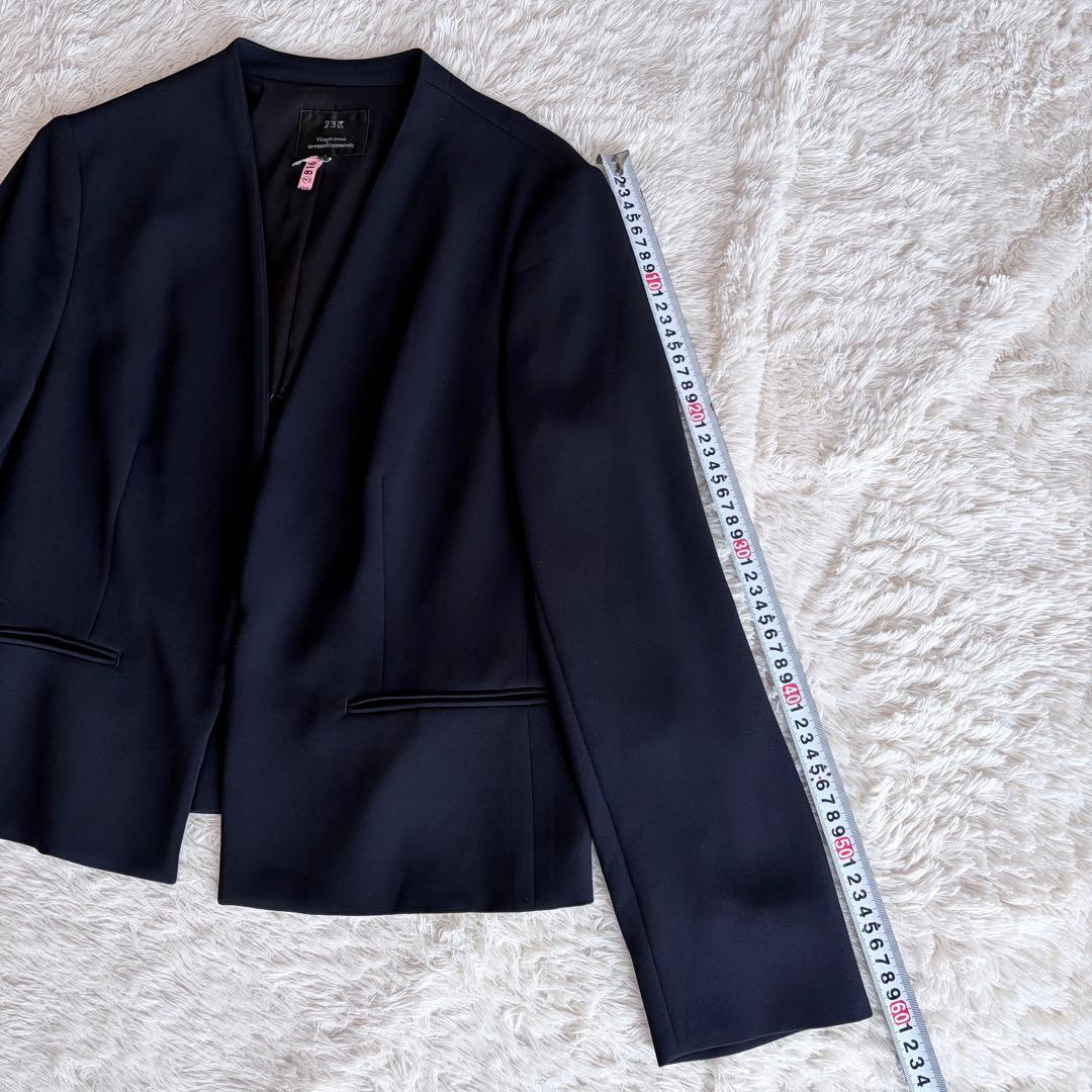 【美品】23区　ノーカラー　セットアップスーツ　希少サイズ　4L