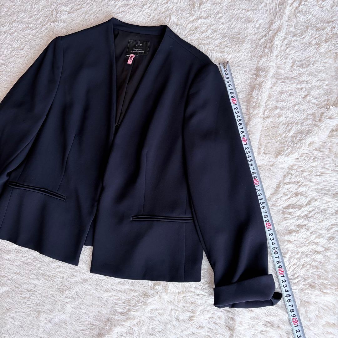 【美品】23区　ノーカラー　セットアップスーツ　希少サイズ　4L