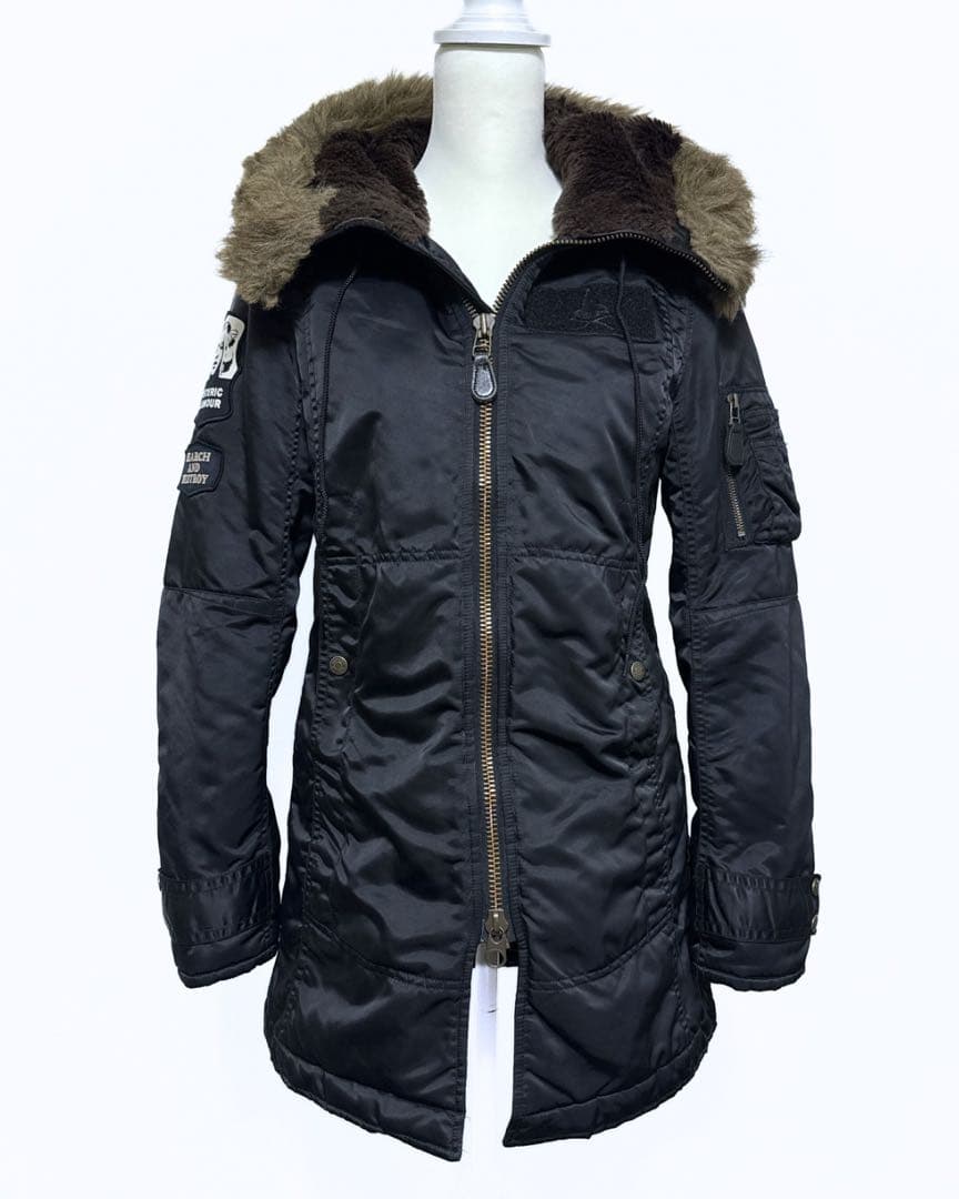 ヒステリックグラーHYSTERICGLAMOURN3Bモッズコート黒フリーサイズ