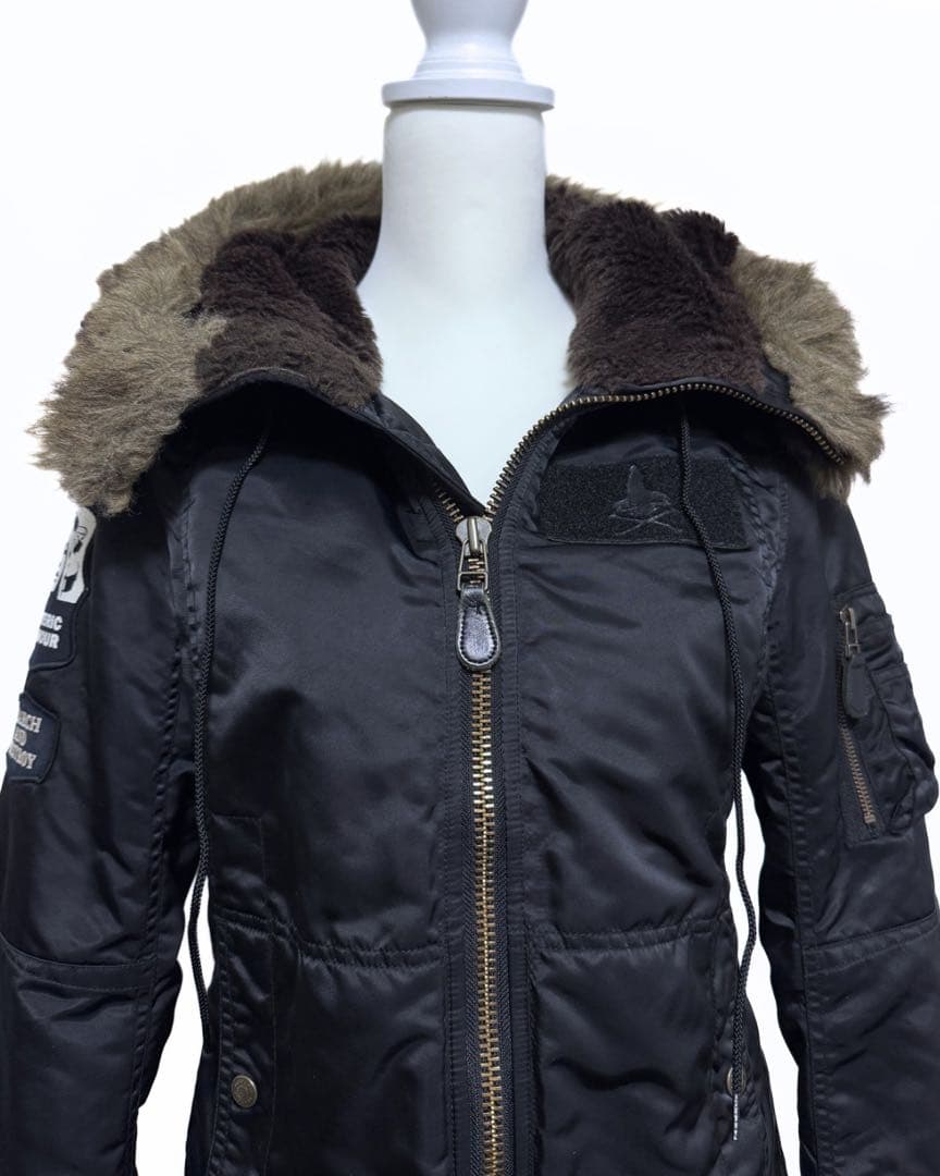 ヒステリックグラーHYSTERICGLAMOURN3Bモッズコート黒フリーサイズ