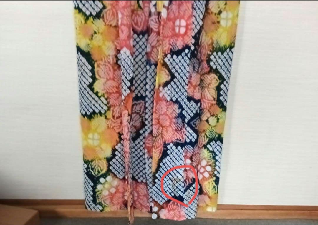 有松絞り　カラフルカラー浴衣　身丈　裄長　長身の方も
