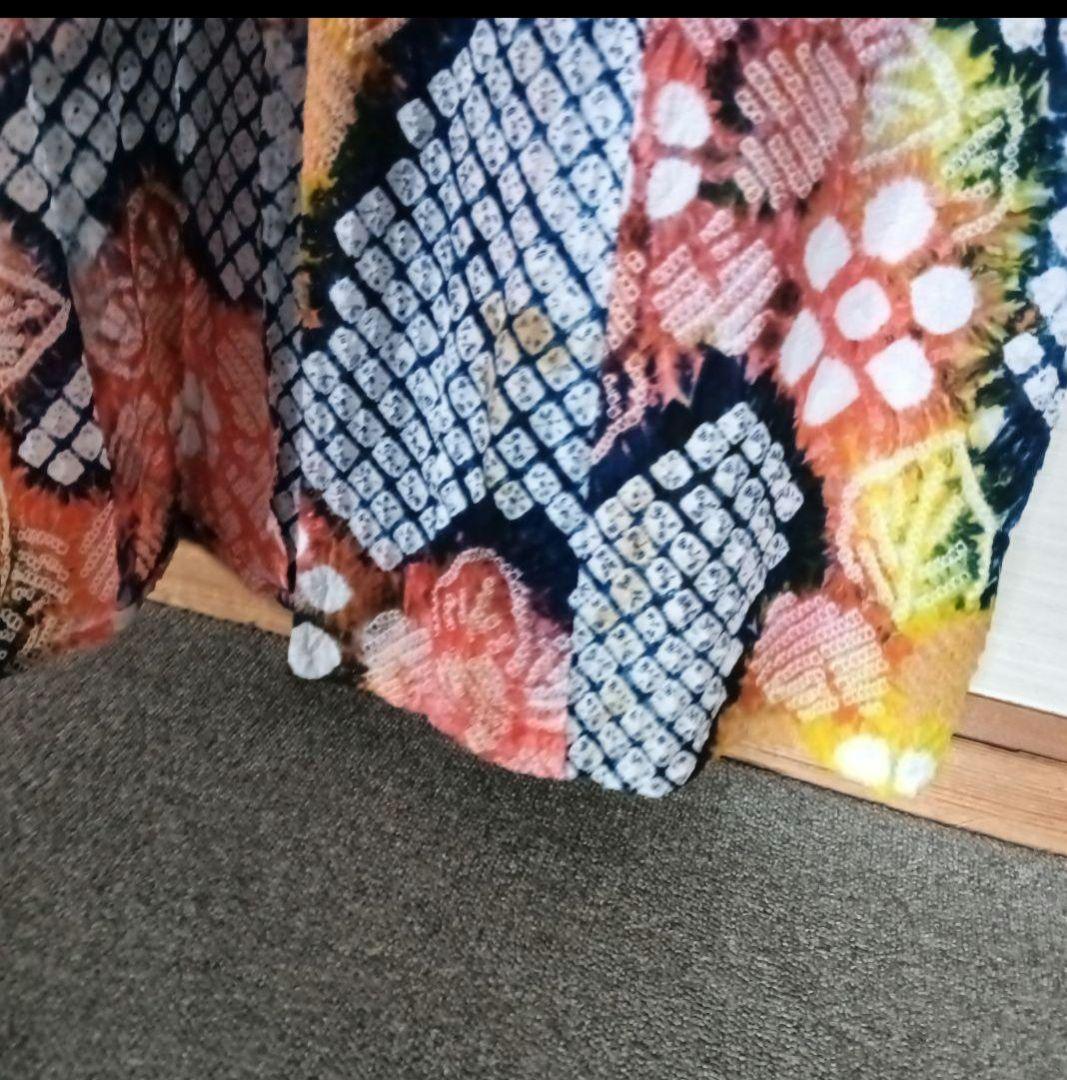 有松絞り　カラフルカラー浴衣　身丈　裄長　長身の方も