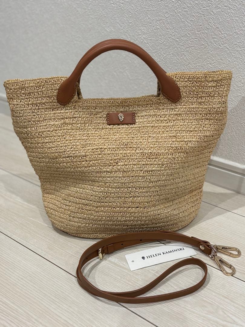ヘレンカミンスキー 新品同様 ラフィアのカゴバッグ トートバッグ