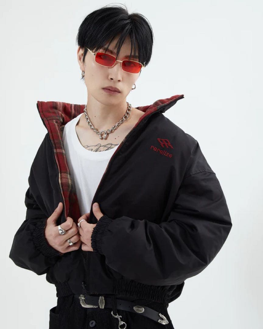 リバーシブルチェックアウター L2142 S (black) 地底人ONLINE