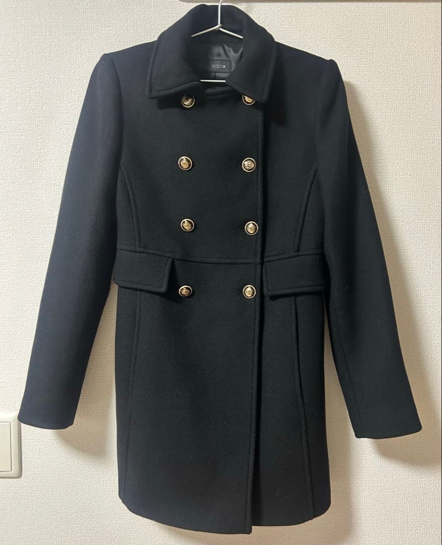 ウール混紡ショート丈ダブルブレストコート　ZARA
