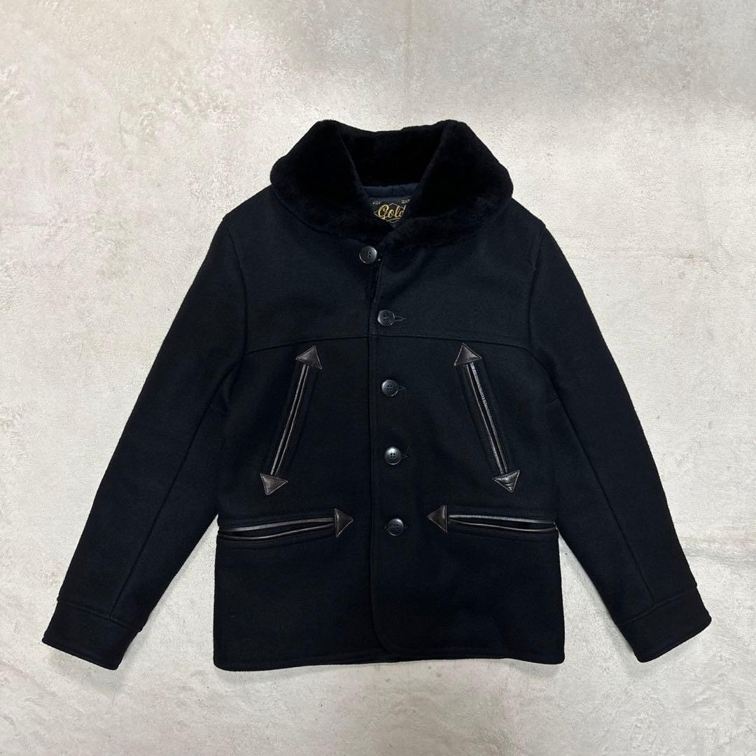 東洋 GOLD ウールJKT 38 黒 ボアジャケット　馬革