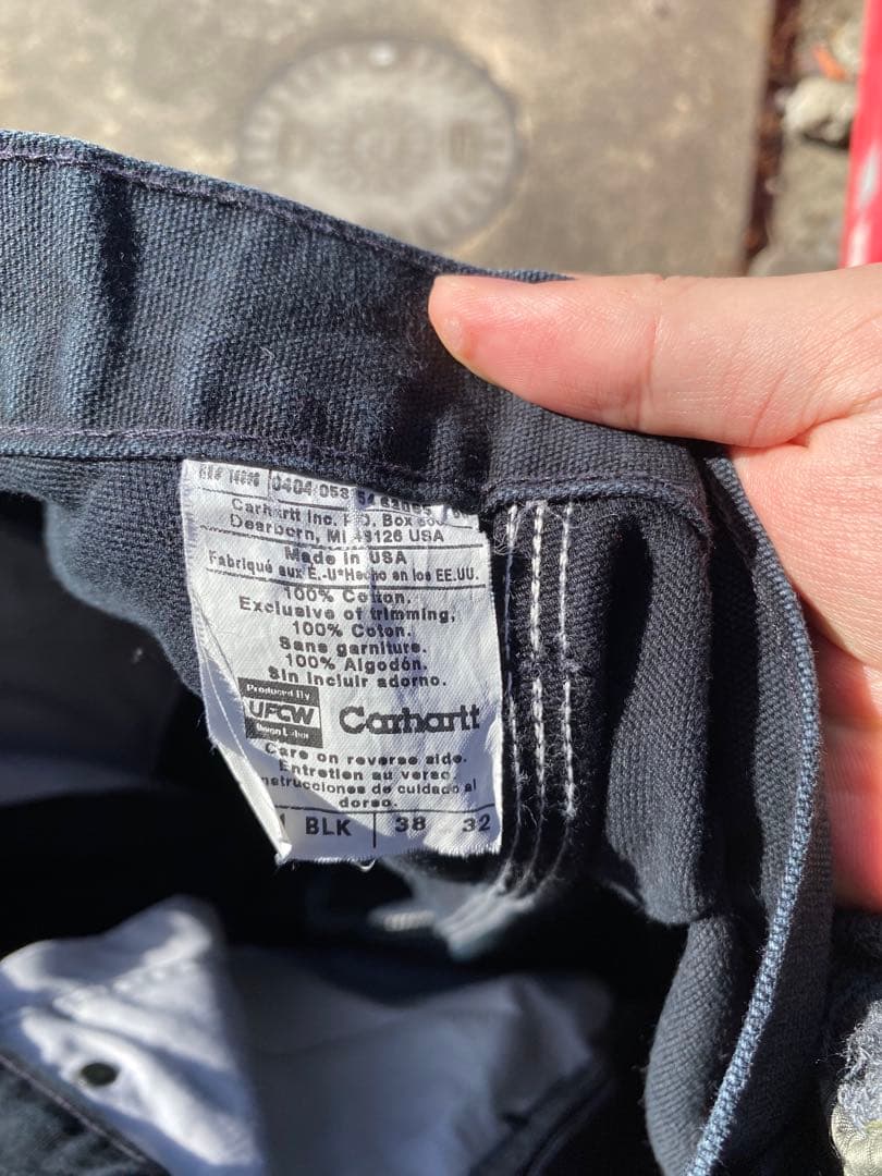 USA製　W38 Carhartt ダブルニー　ブラック　ボロ