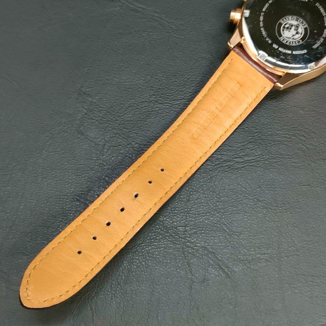 美品　CITIZEN　シチズン　ブラウン　ゴールド　レザー　ソーラー　メンズ