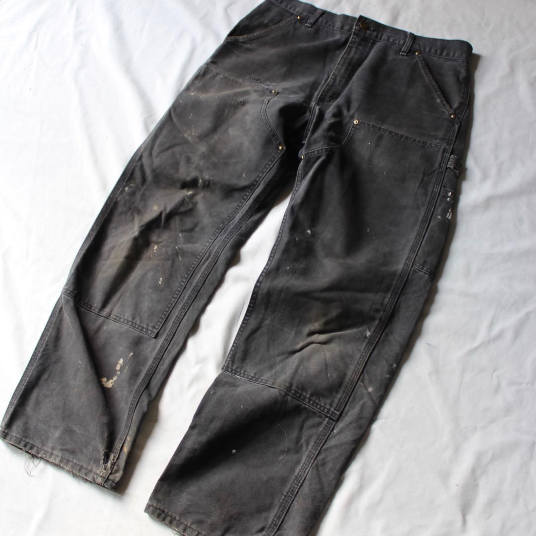鬼雰囲気•神サイズ Carhartt ダブルニー ペインターパンツ BLK us
