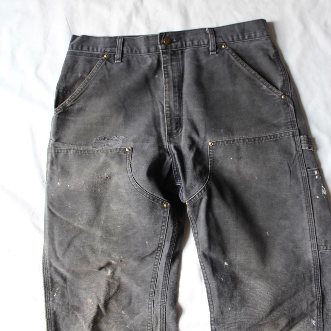 鬼雰囲気•神サイズ Carhartt ダブルニー ペインターパンツ BLK us