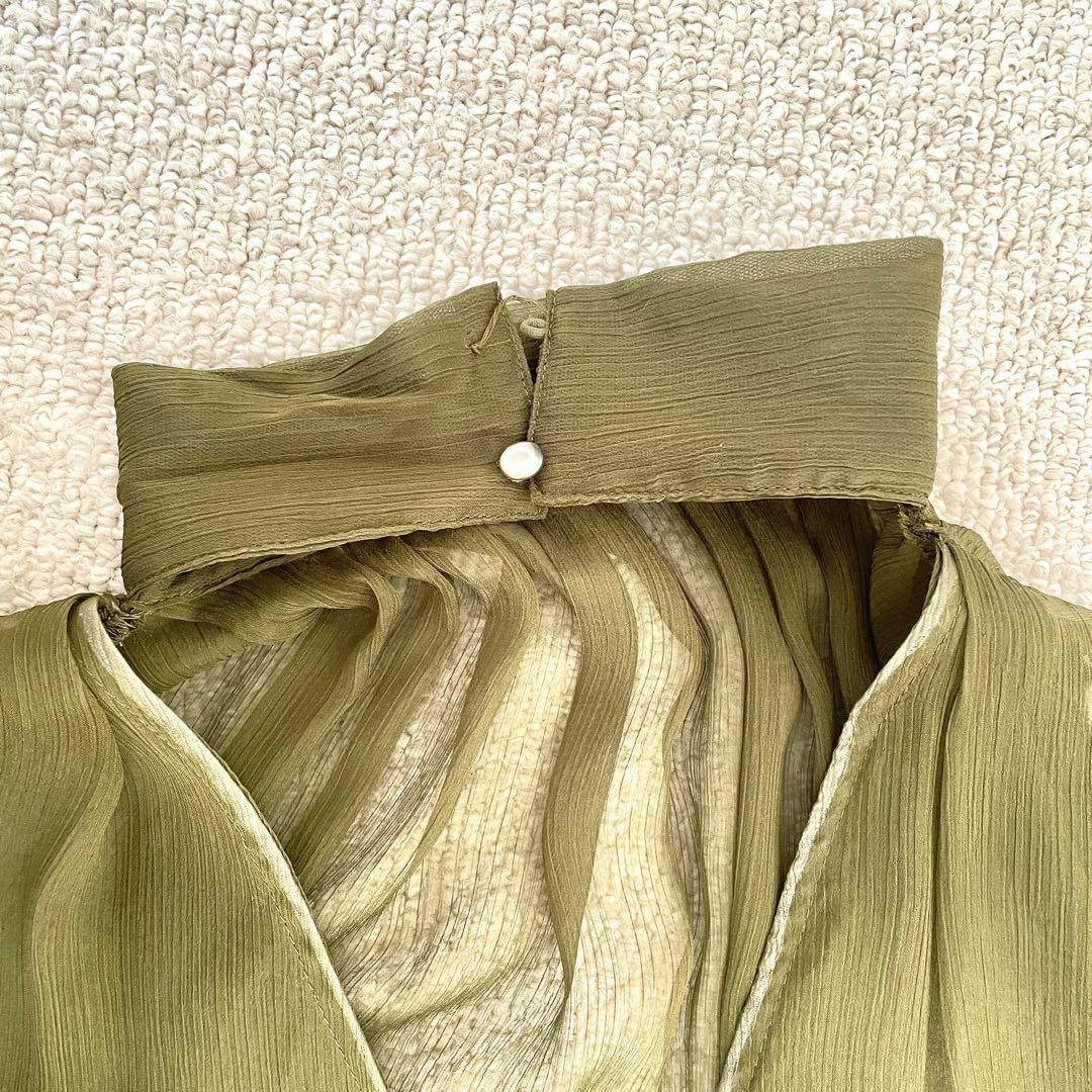 【幻の完売商品！着用１回】pinue ピヌエ シフォンドレス オリーブグリーン