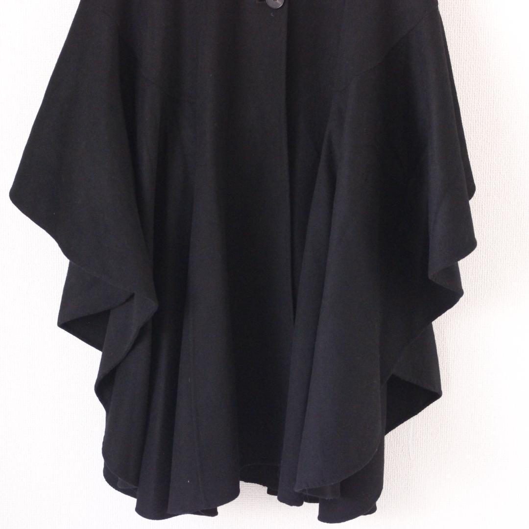 ダブルフェイスフレアロング丈ポンチョ Fサイズ ブラック 変形 魔女