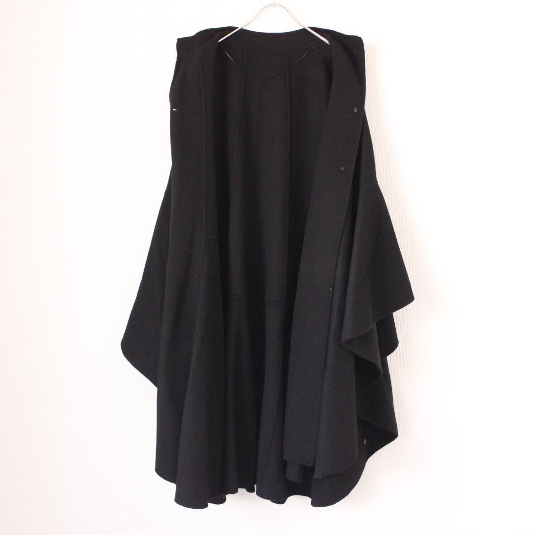 ダブルフェイスフレアロング丈ポンチョ Fサイズ ブラック 変形 魔女