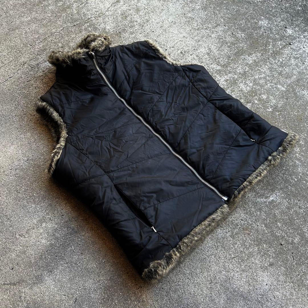 90s Vintage フェイクファー リバーシブルベスト Y2K アーカイブ