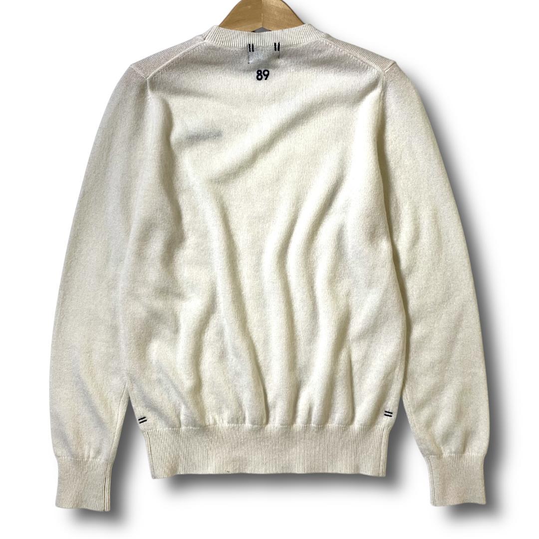 0 パーリーゲイツ カシミヤ100% ロゴ刺繍 ニット セーター 白 定3.3万