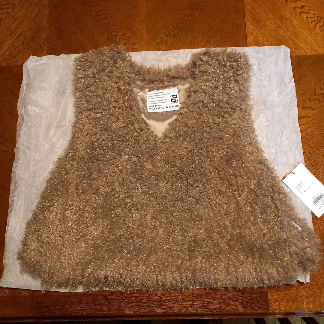 PASSIONE プードルファーベスト キャメル エコファー M　新品