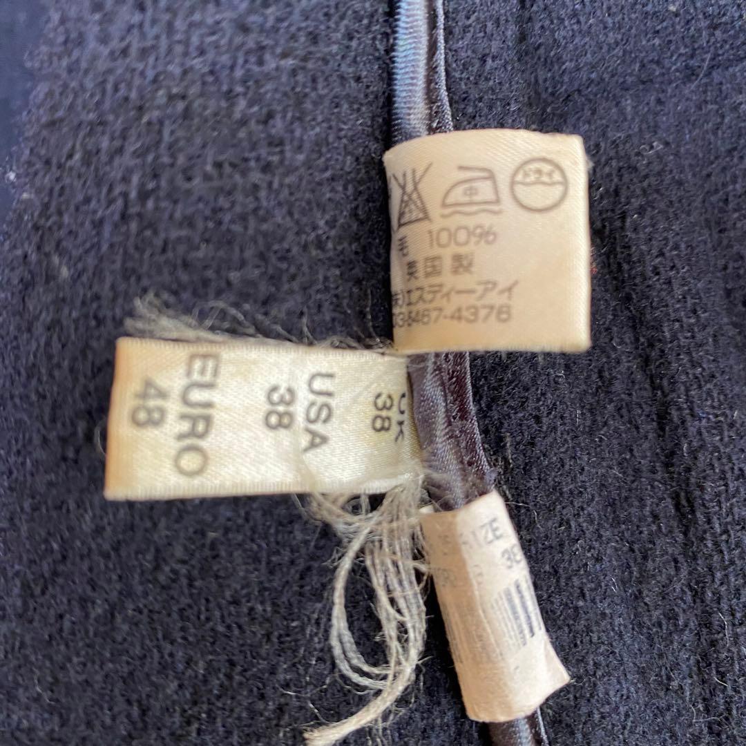90's モントゴメリー　ヘリンボーン織　ウール100% 紺色　US38 英国