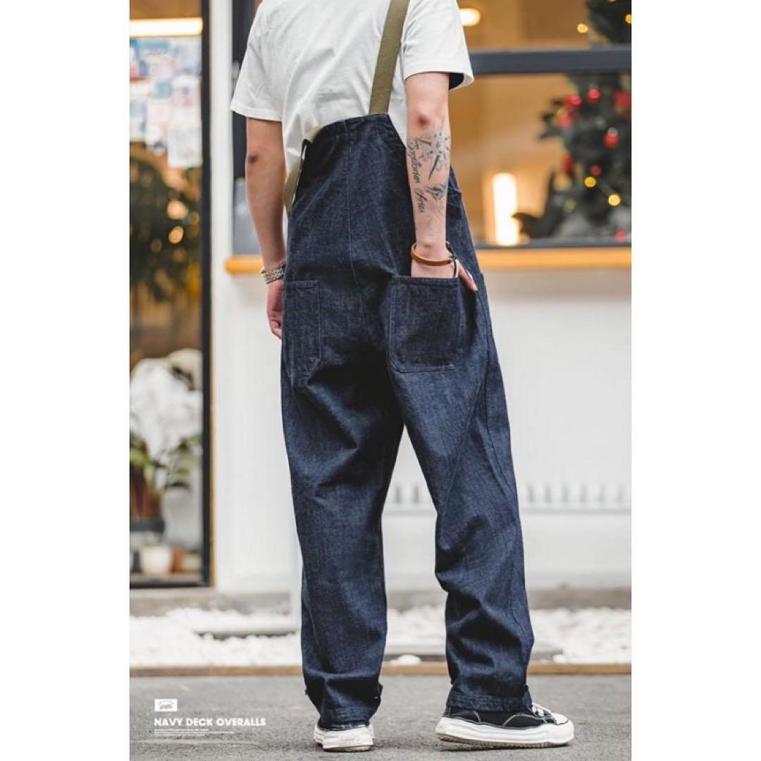 アメリカンレトロ海軍デッキオーバーオール デニム ベーシック オールインワン