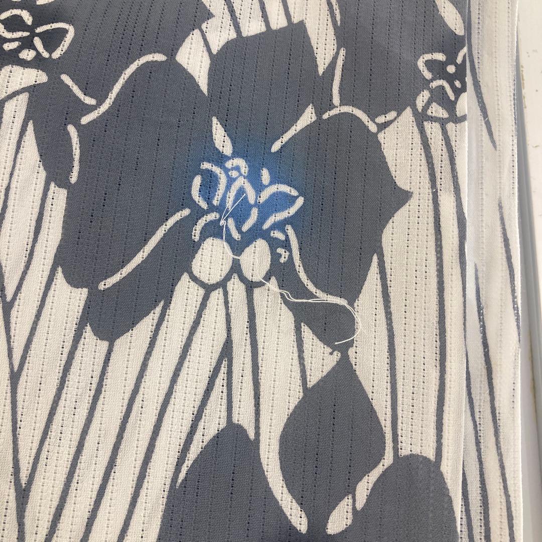 浴衣　綿絽　浜松本染青い花柄