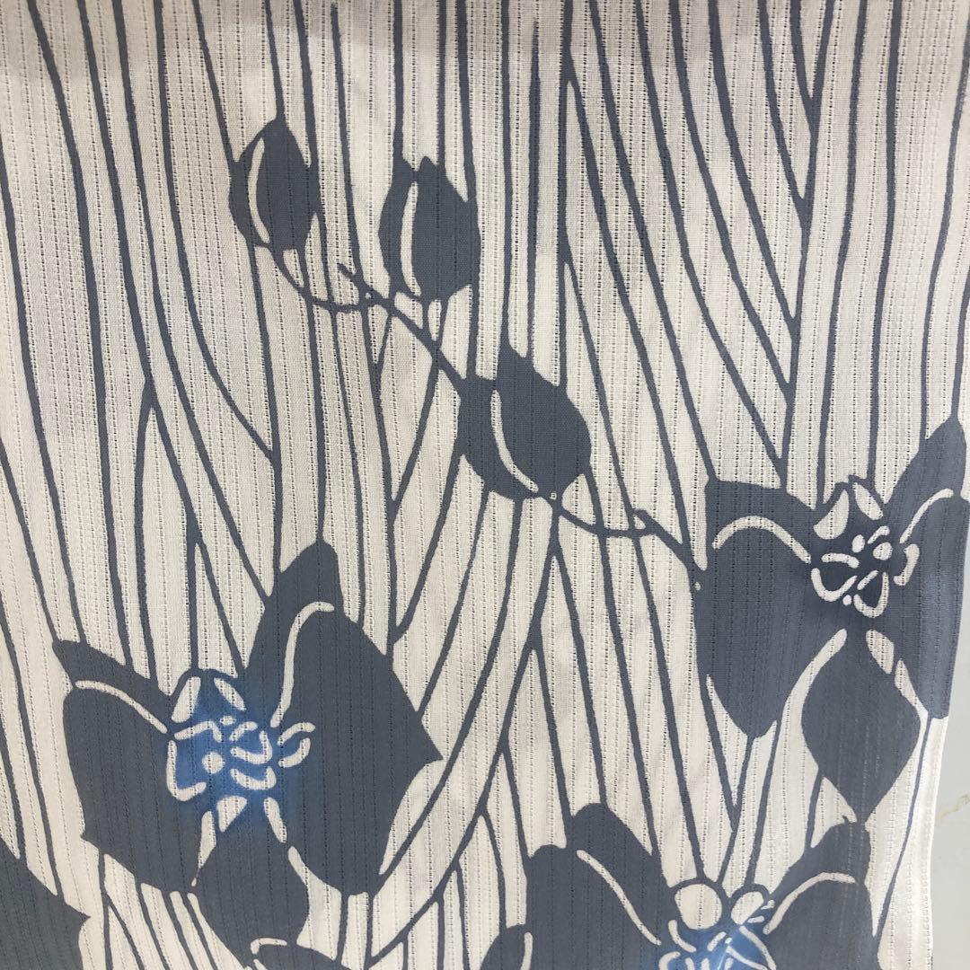 浴衣　綿絽　浜松本染青い花柄