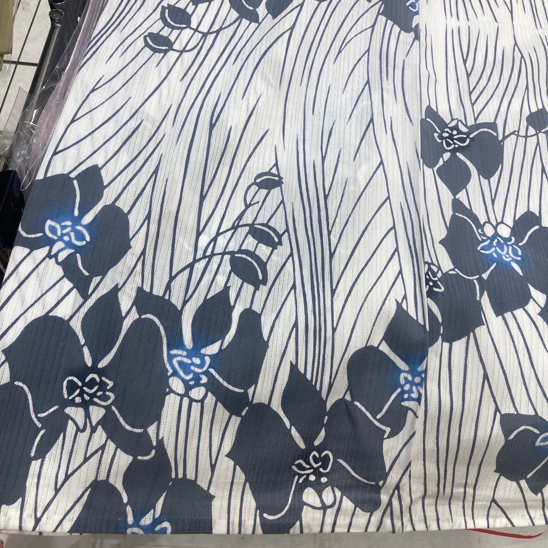 浴衣　綿絽　浜松本染青い花柄