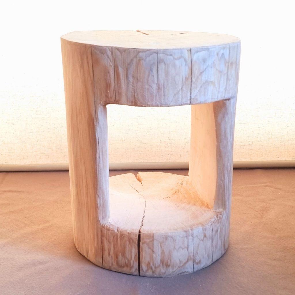 天然アロマ 東濃ひのき くり抜き シンプル 丸太スツール オーガニック