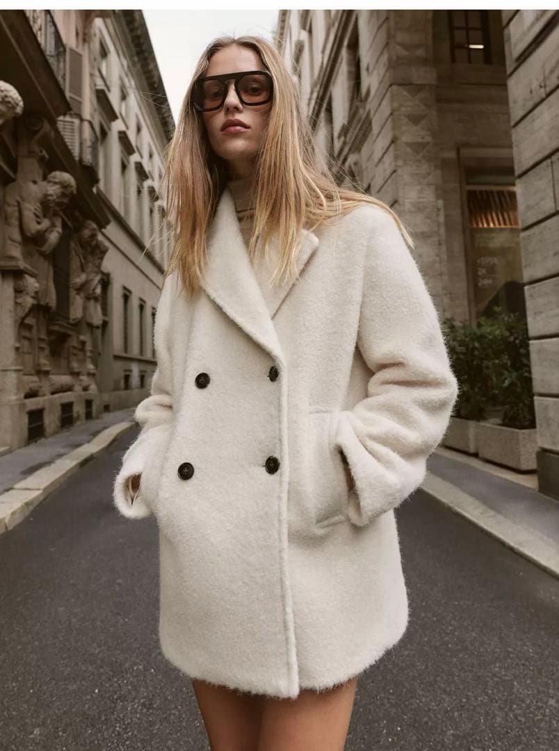 さ*や様 ブークレダブルブレストミディ丈コート　ZARAコートM