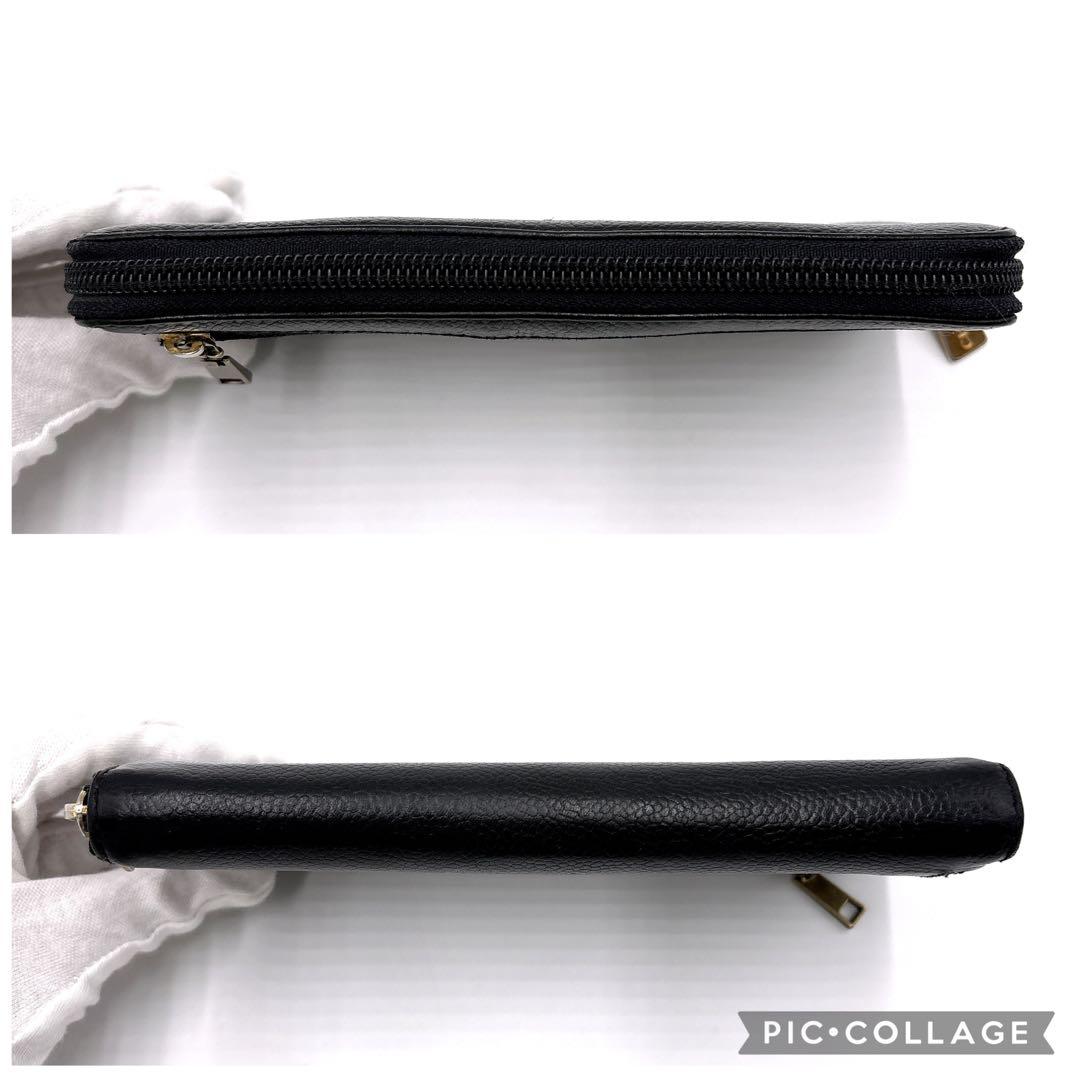 CHANEL シャネル ココマーク キャビアスキン ラウンドファスナー ブラック