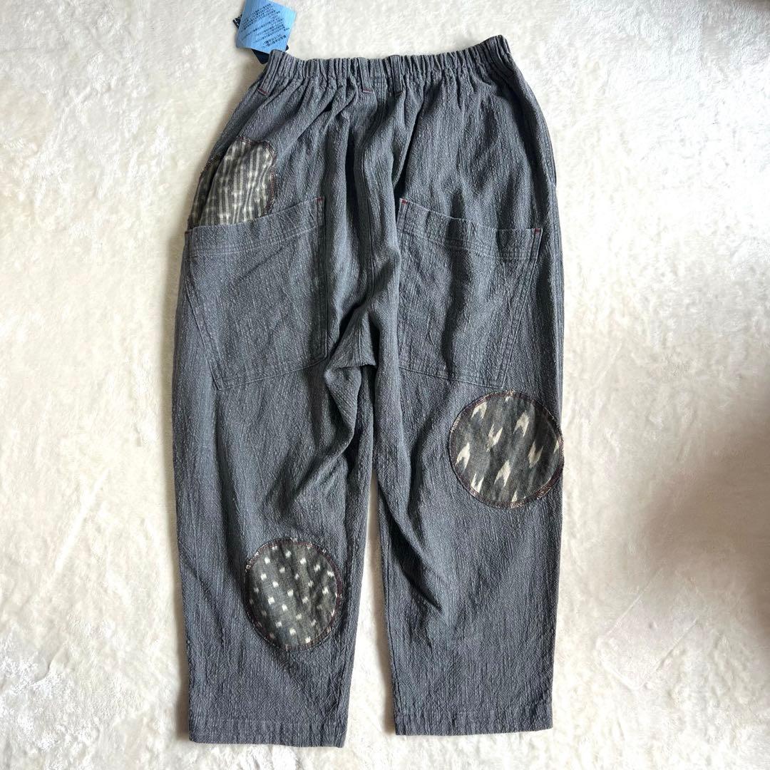 新品未使用　カスリラ　墨染　綿100%　パッチワーク　パンツ　M〜L