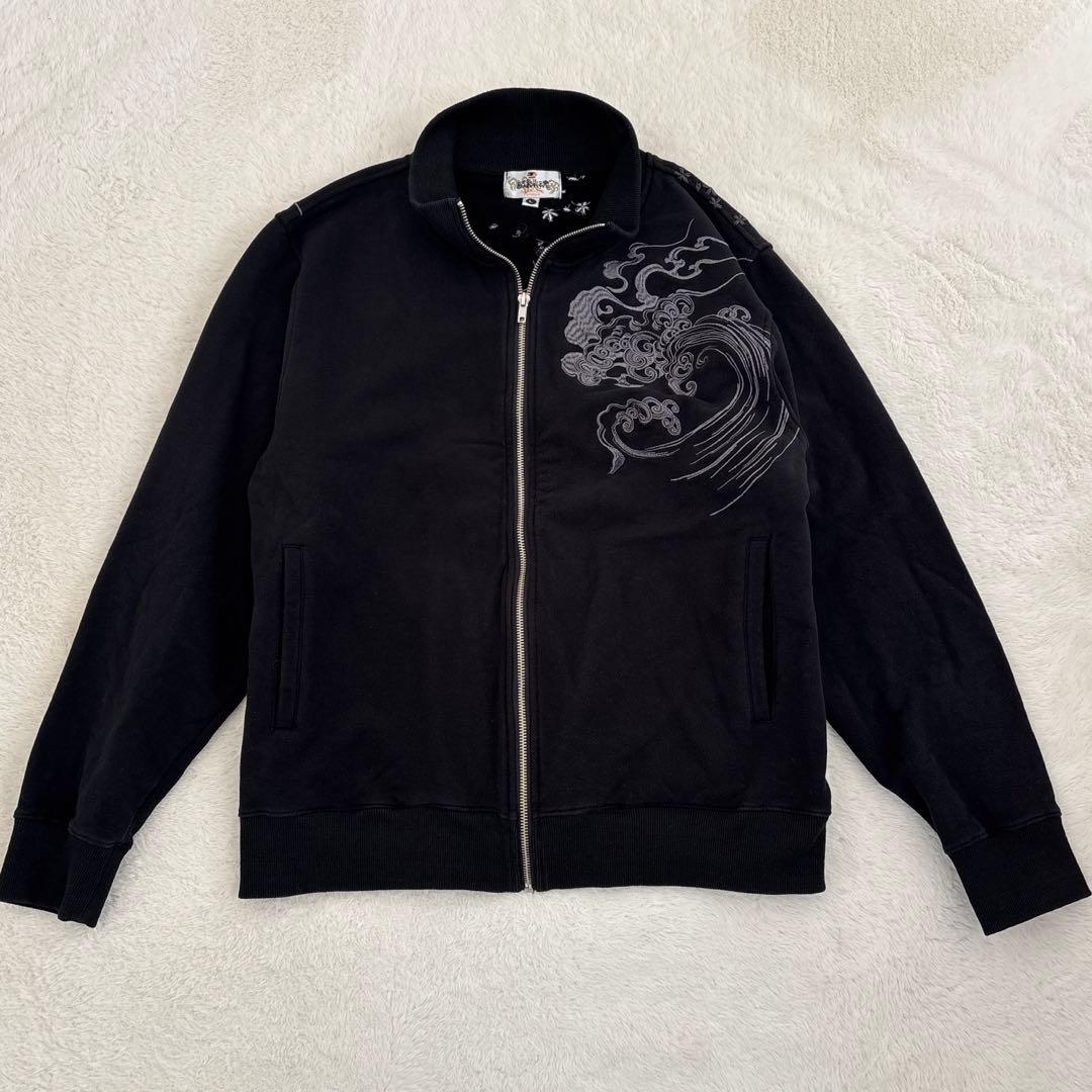 絡繰魂 224068 昇天龍×桜吹雪 刺繍 ジップアップ ジャージ スウェットL