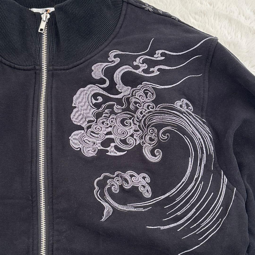 絡繰魂 224068 昇天龍×桜吹雪 刺繍 ジップアップ ジャージ スウェットL