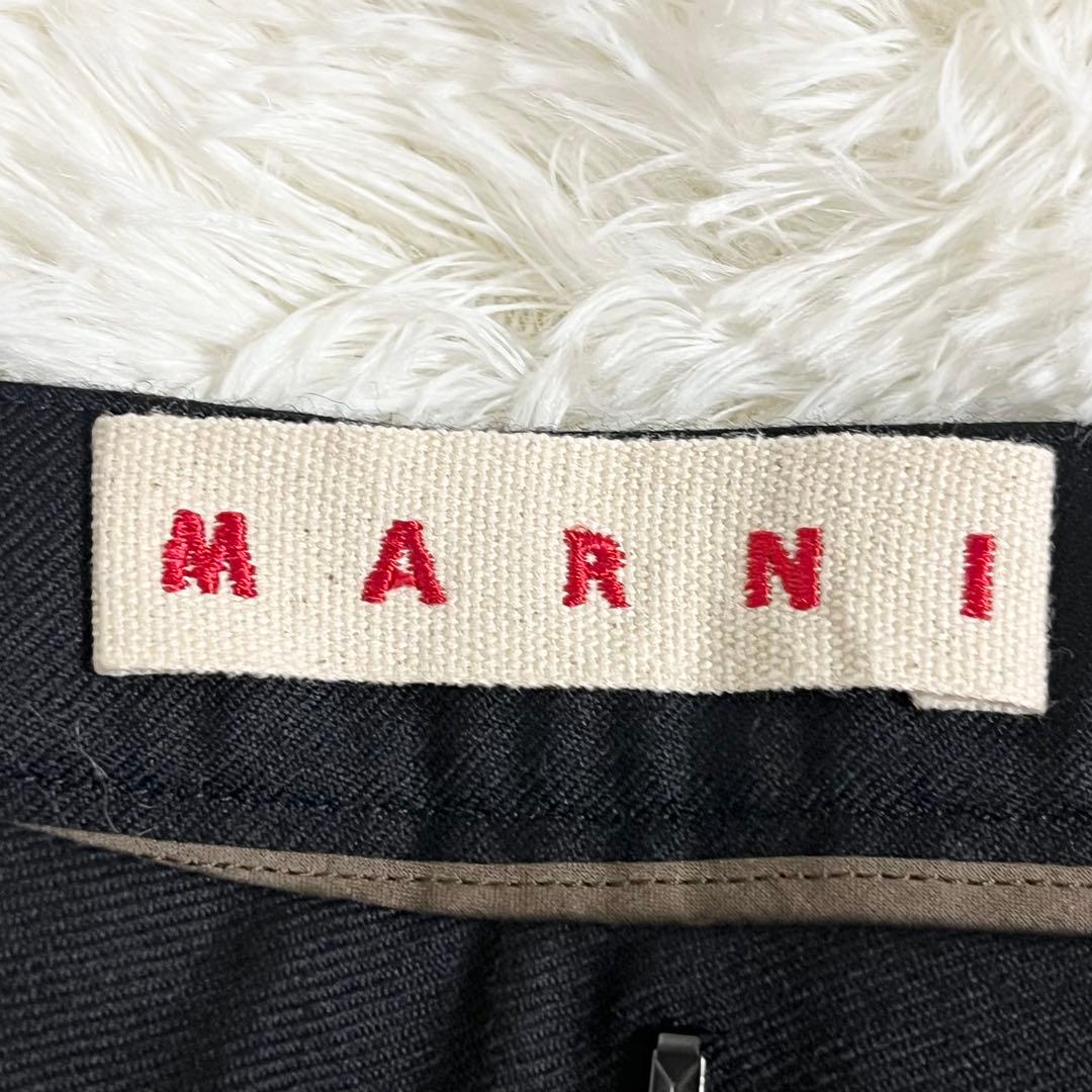 MARNI マルニ ウール フランネル バイカラー パネル テーパード パンツ